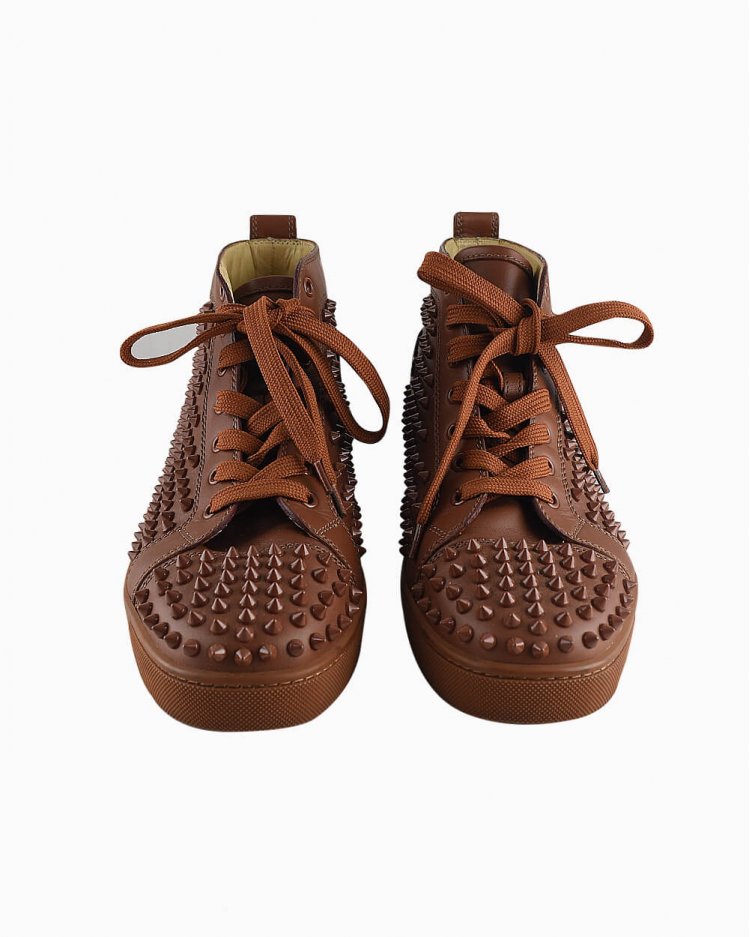 Tênis Christian Louboutin original Louis Spikes Caramelo masculino